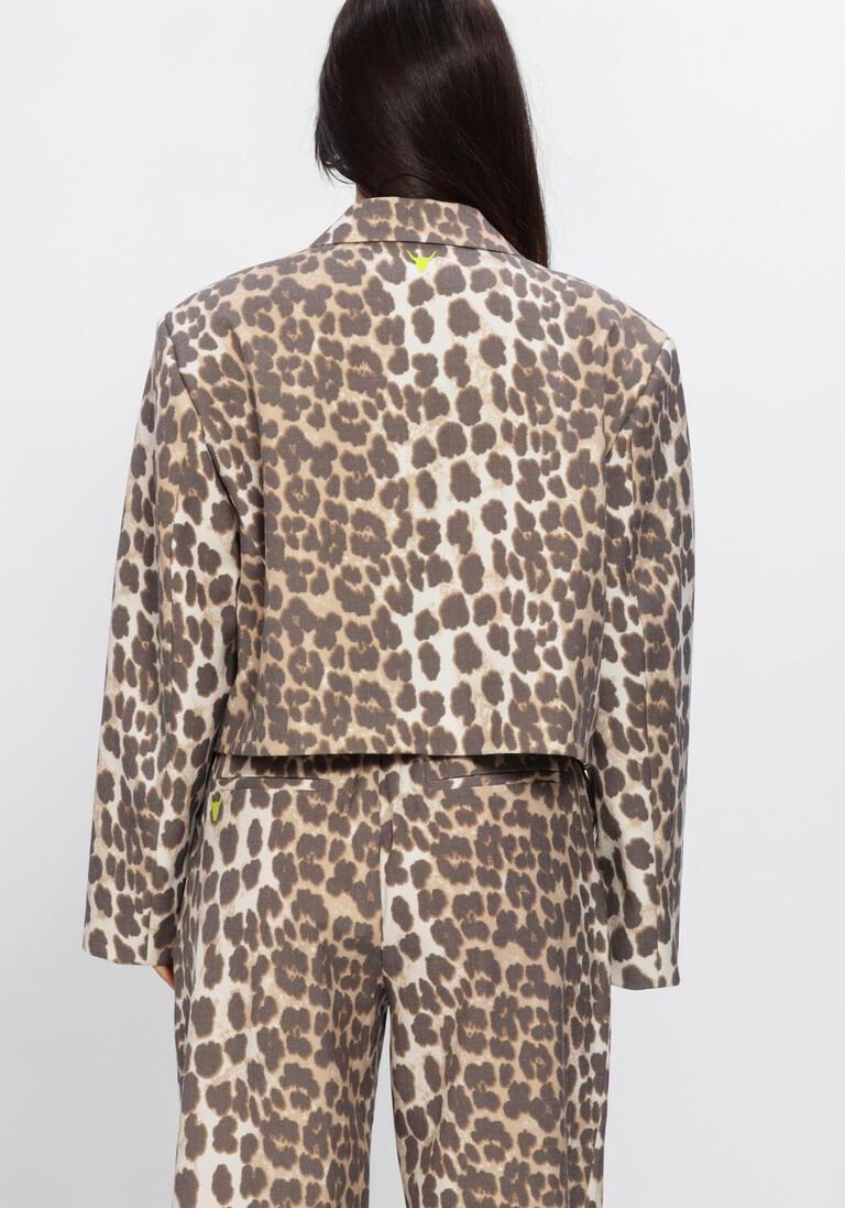 multi alix the label blazer ladies woven animal cropped blazer