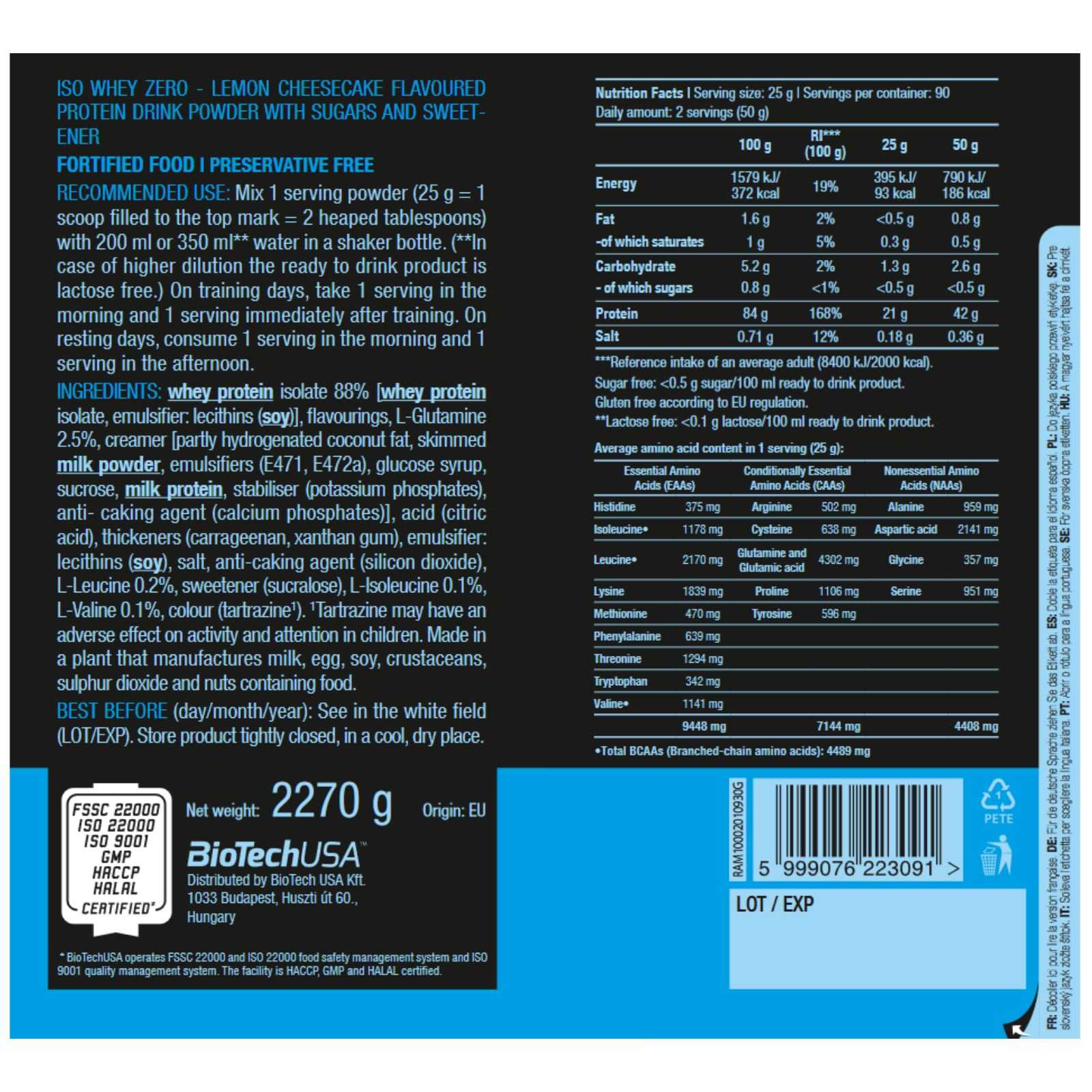 Biotech USA Iso Whey Zero 500g