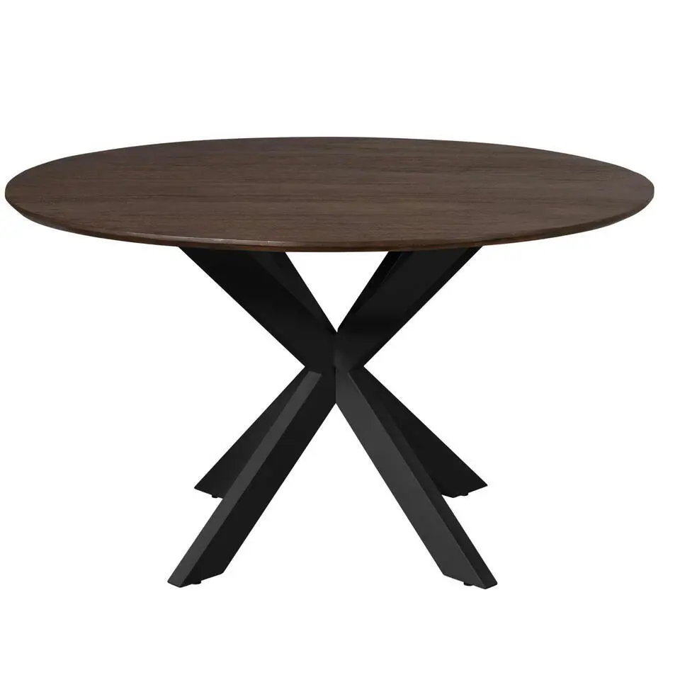 Eettafel Deens Ovaal Bruin/Zwart - 130x130x76cm - Madison