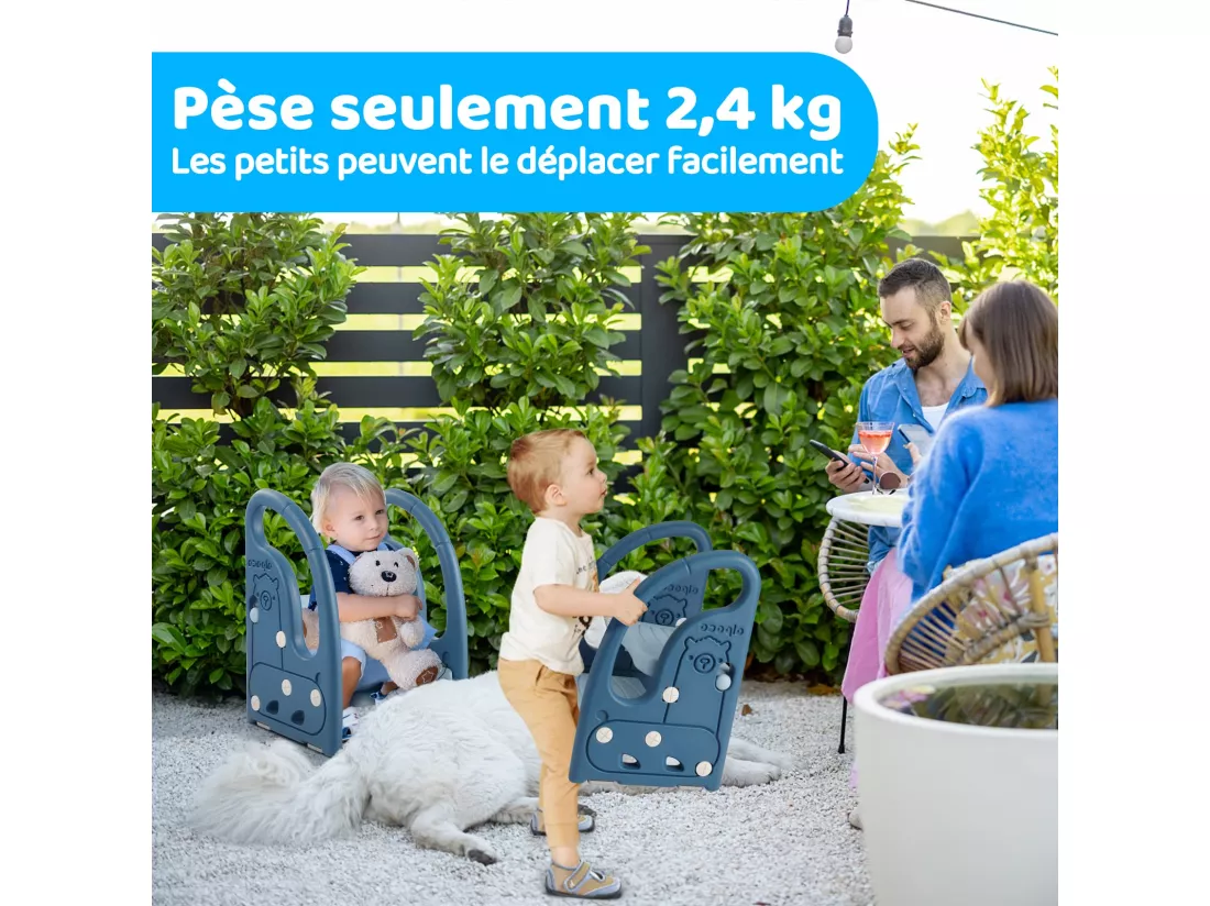 Marchepied pour Enfant Bébé avec 2 Marches Antidérapant, Réglable en Hauteur, Marche Pied Multifonction Stable avec Poignées, De 1.5 à 5 Ans, Bleu