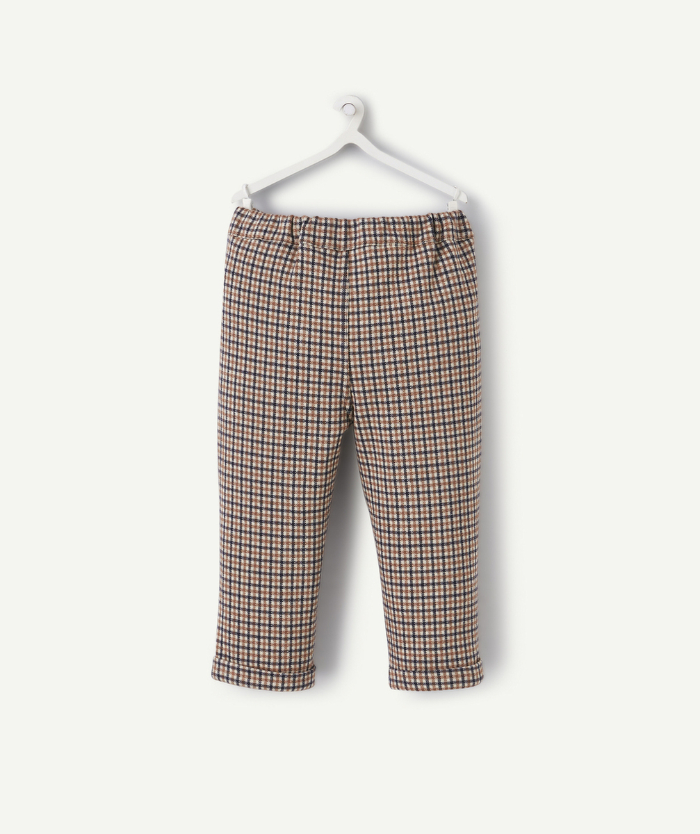 PANTALON BÉBÉ GARÇON À CARREAUX BLEU ET MARRON