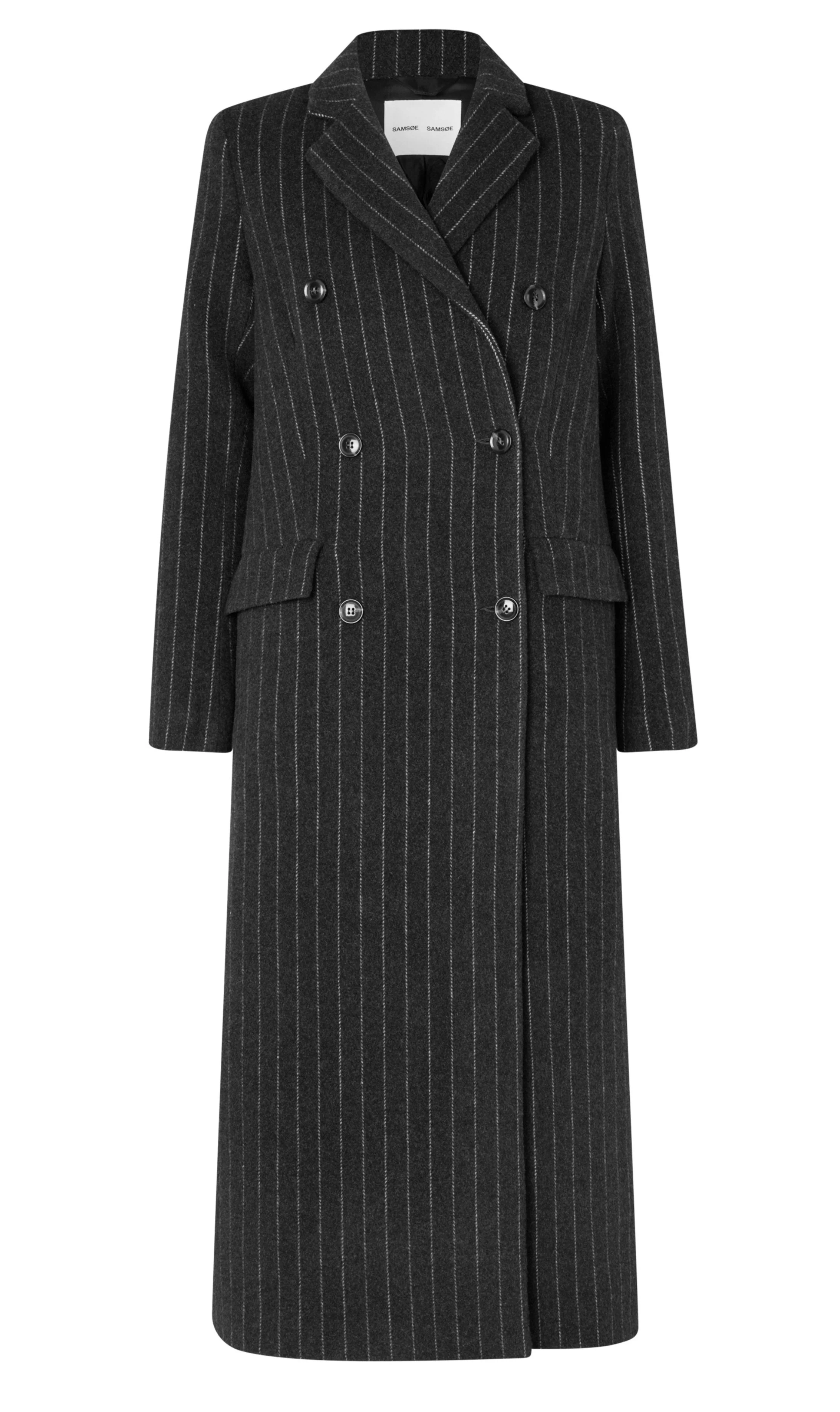 Samsøe Samsøe  Falcon 15597 uldfrakke - Dark Grey Pinstripe