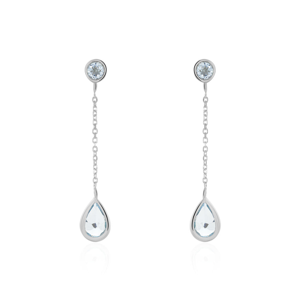 Boucles D'oreilles Pendantes Brenda Or Blanc Topaze