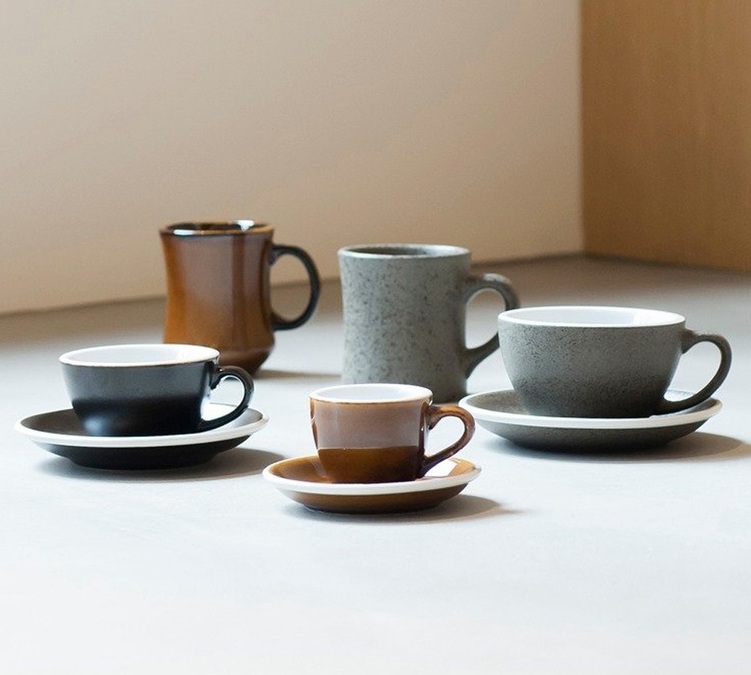 6 Tasses Café Latte et sous-tasses Egg 30cl Black - Loveramics