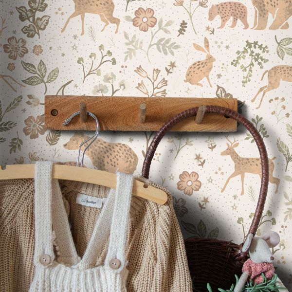 Estahome Bos Met Bosdieren Behang III - 0,53 x 10,05 m - Donkerblauw / Beige
