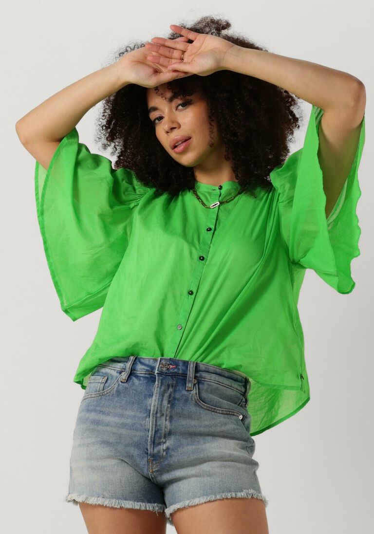 SCOTCH & SODA groene scotch & soda blouse flutter sleve shirt