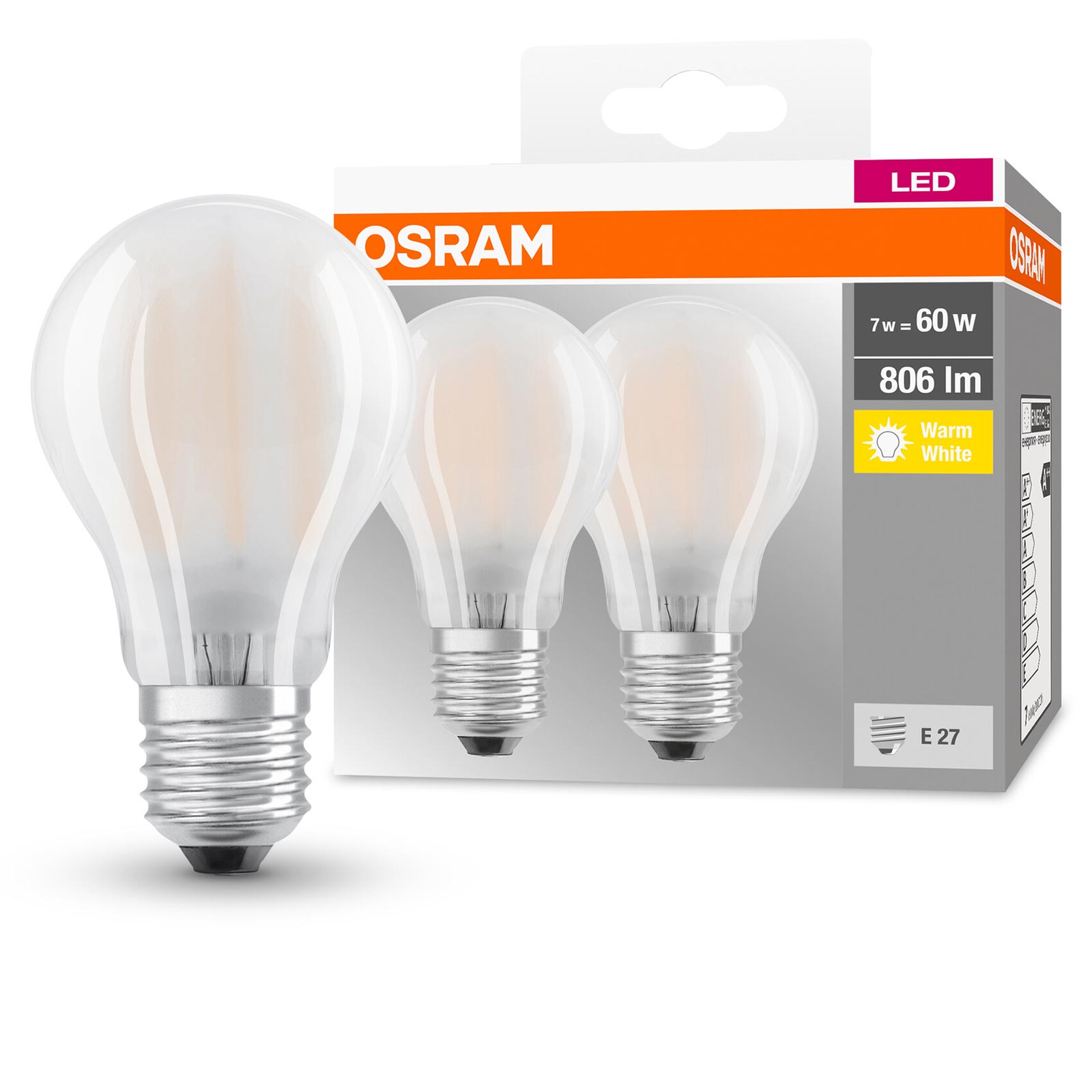 2er-Set LED-Leuchtmittel BASE CLA60 -Filament AGL - E27