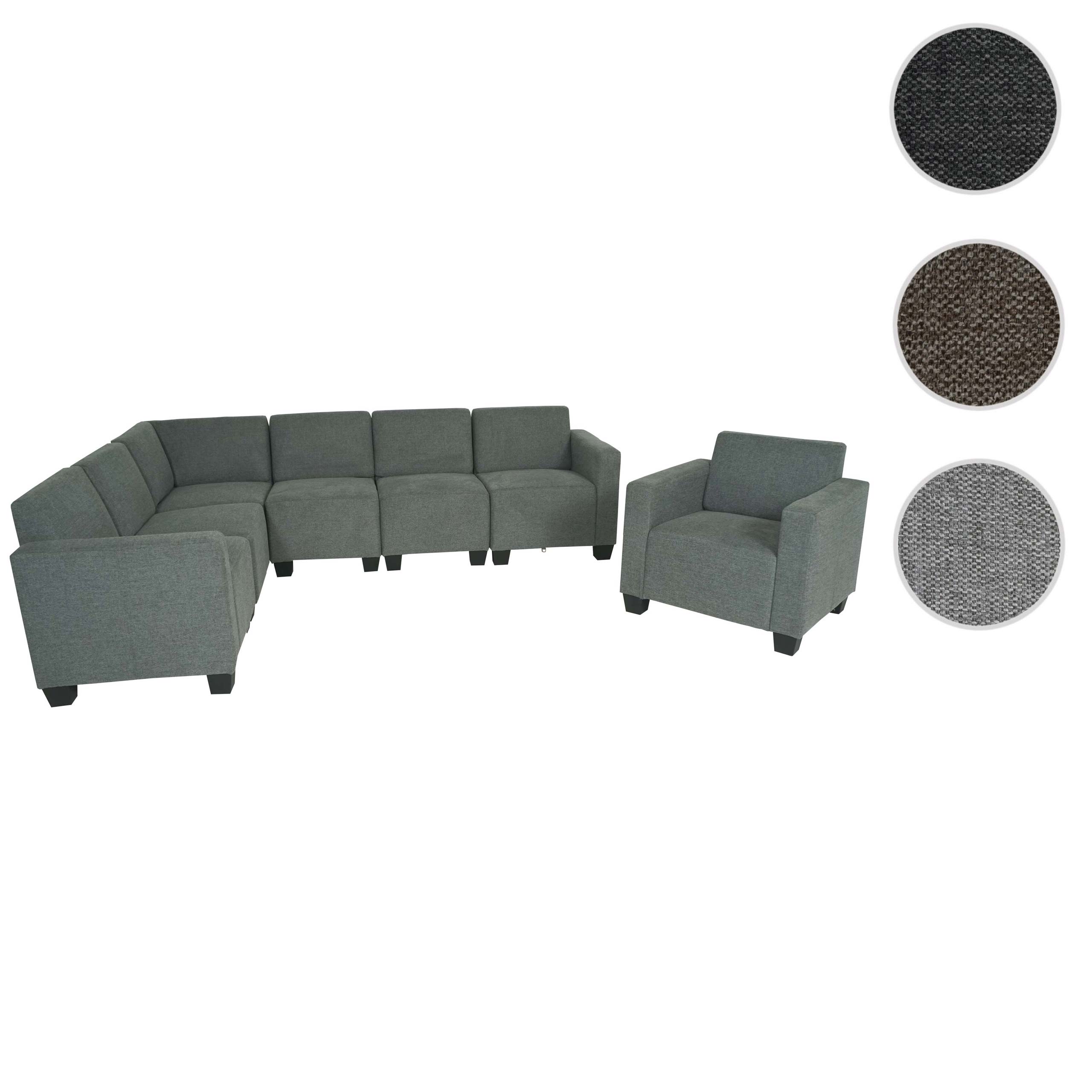 Modular Sofa-System Couch-Garnitur Moncalieri 6-1, Stoff/Textil ~ grau