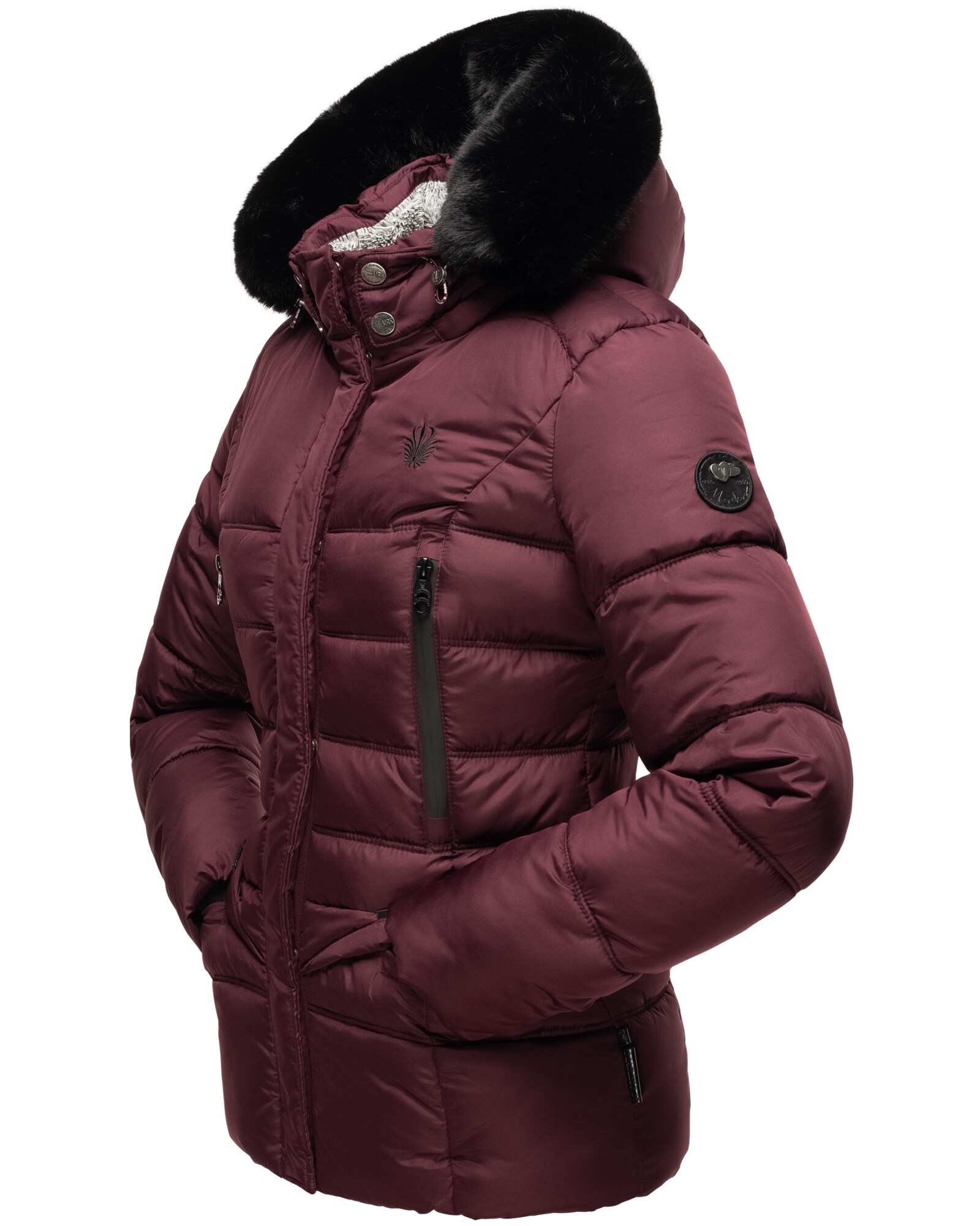NAVAHOO Damen Winterjacke Steppjacke mit Teddyfell & Kunstpelz Kapuze Loveleen