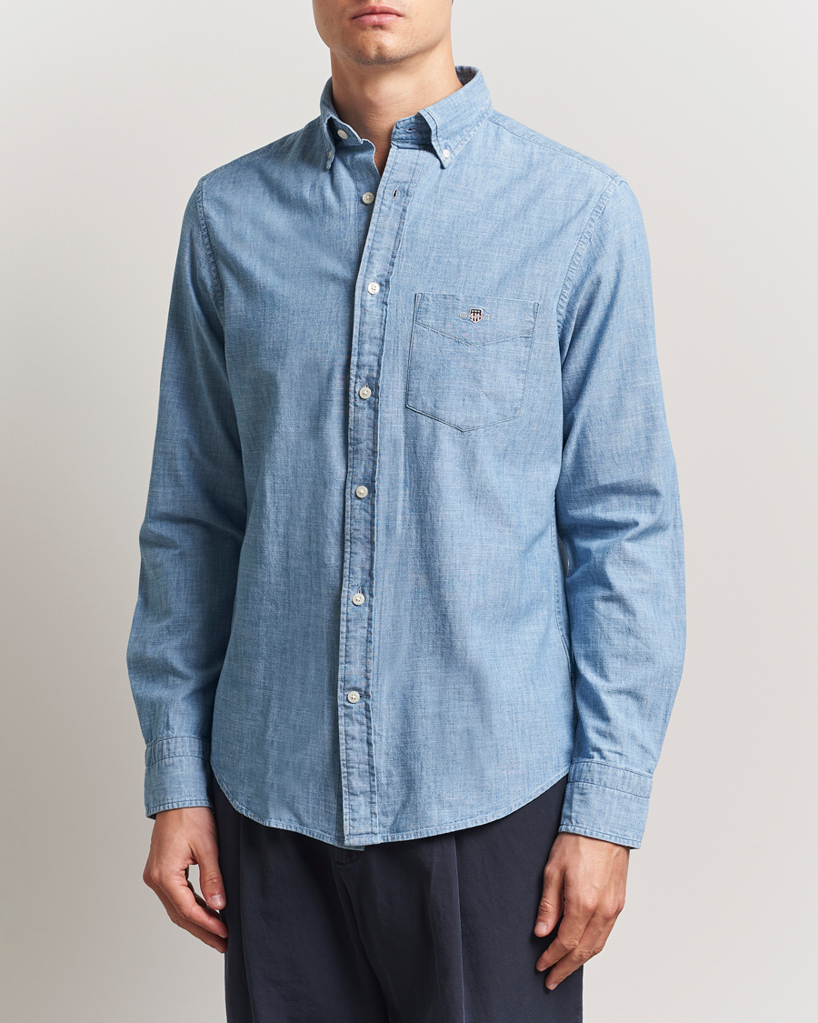 GANT Regular Fit Chambray Shirt Light Blue