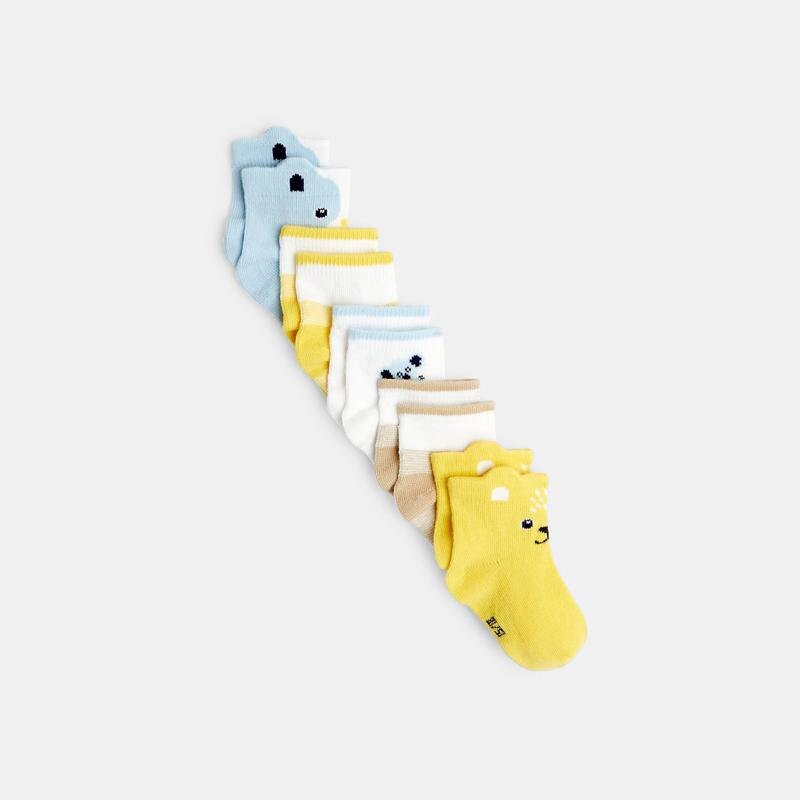 Chaussettes animaux (lot de 5) jaunes bébé garçon Jaune