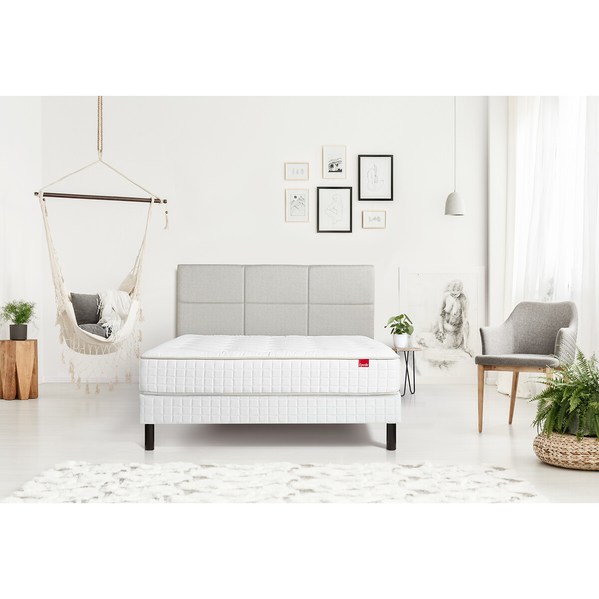 Conjunto de colchão EPEDA com molas l'Authentique + base de cama