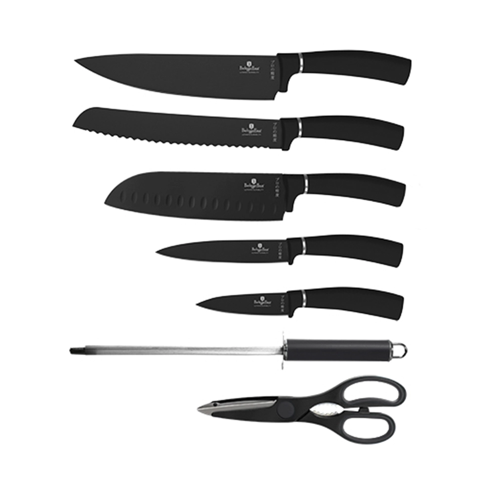 Berlinger Haus 8-teiliges Messerset mit Acryl-Block Black Silver Collection