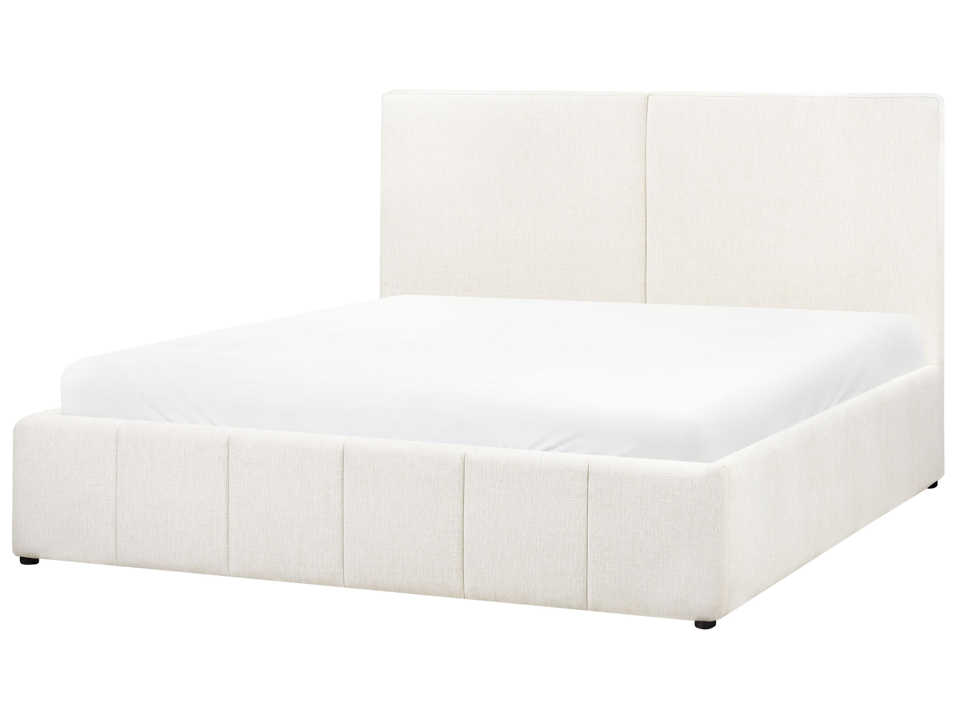 Bed met opbergruimte Stof CASTELNAVET 180 x 200 cm Gebroken wit
