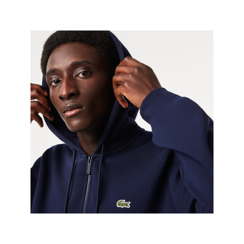 Sweat zippé capuche Lacoste Sport uni coton bio