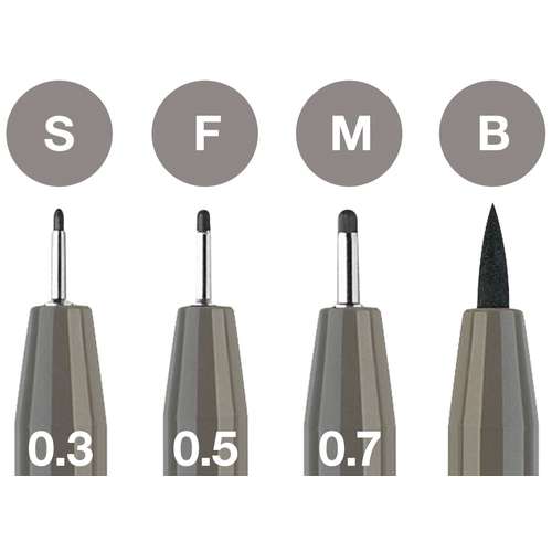 FABER-CASTELL Pitt Artist Pen Tuschestift, 4er-Set, warmgrau IV
