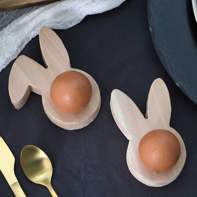 4 Eierbecher - aus Holz - Ostern