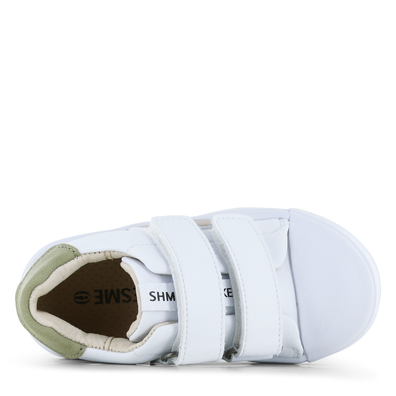 Shoesme witte sneaker met taupe stripings Microfiber leer | Jongens schoene