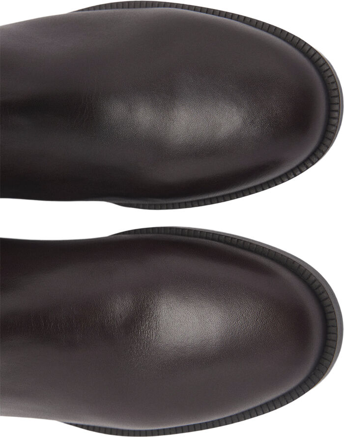 MANGO Leather high boots Dark brown