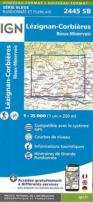 IGN - 2445 SB LEZIGNAN CORBIERES 1 25 000