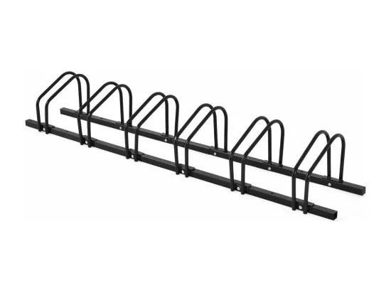 Râtelier 6 Vélo, Support de Rangement Vélo en Acier Revêtu, Fixation au Sol ou au Mur pour Extérieur et Intérieur, 180 x 32,5 x 26 cm, pour VTT, Vélo de Course, Vélo d’Enfant, Noir