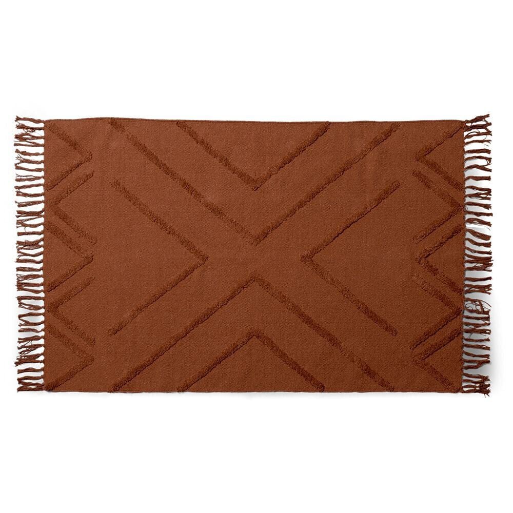 Tapis rectangulaire coton tufté terracotta 100x150 cm
