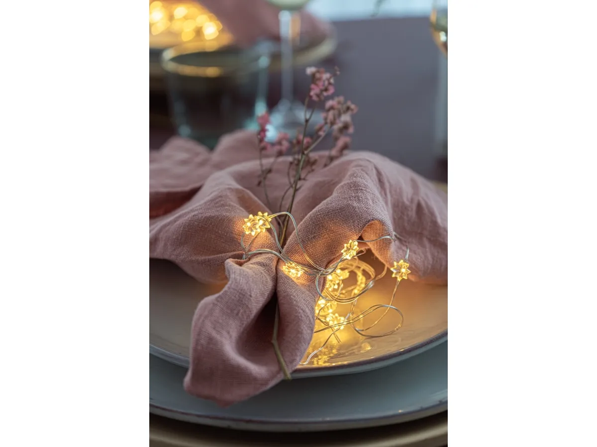 Sirius Silke Lyskæde Mini Blomster - 20 LED - Klar/Sølv