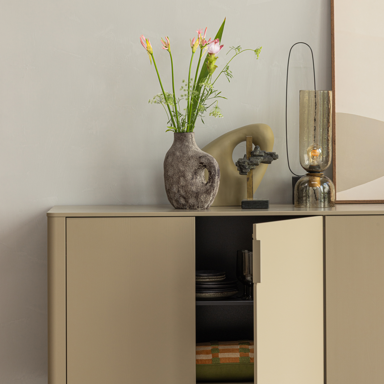 WOOOD Gunnar Dressoir 200 cm - Grenen - Mud - 85x201x44