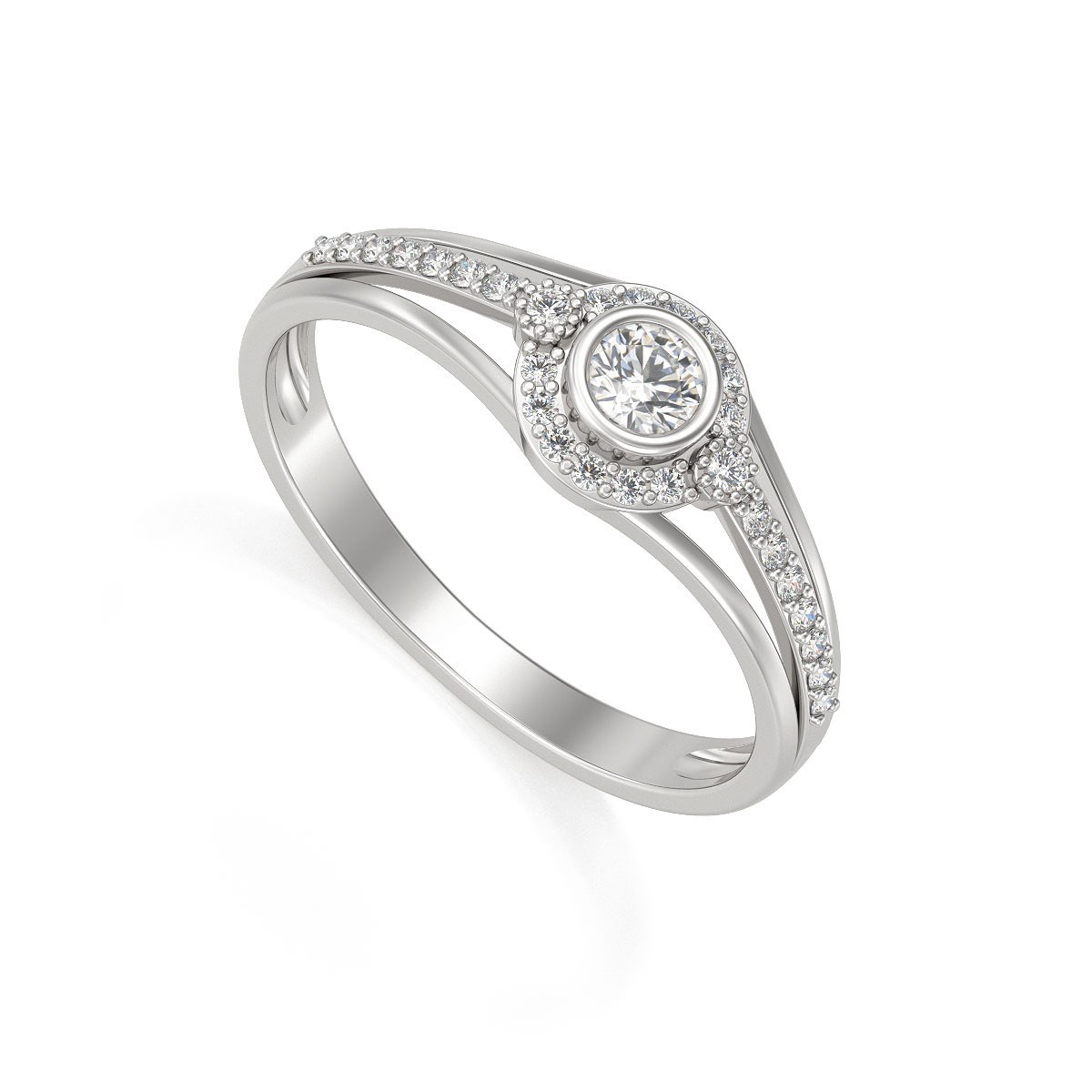 Bague ADEN Or 585 750 Blanc Diamants 2.118grs