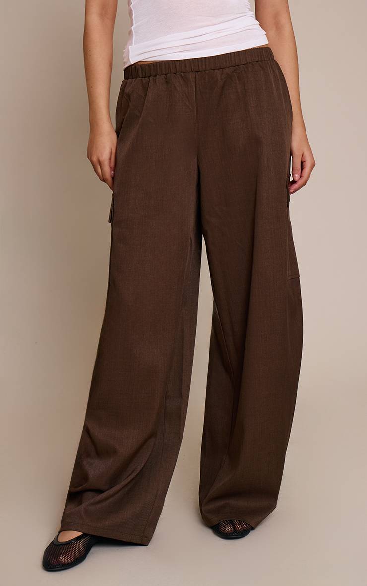 Marron Pantalon Cargo Large Tissé