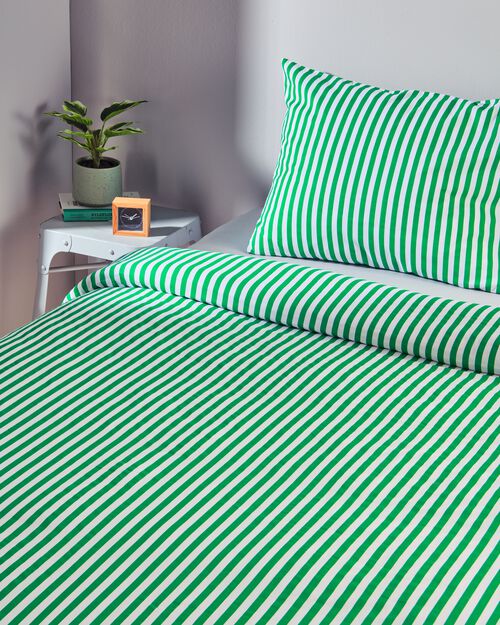 housse de couette enfant - coton doux - 140x200 - rayure - vert