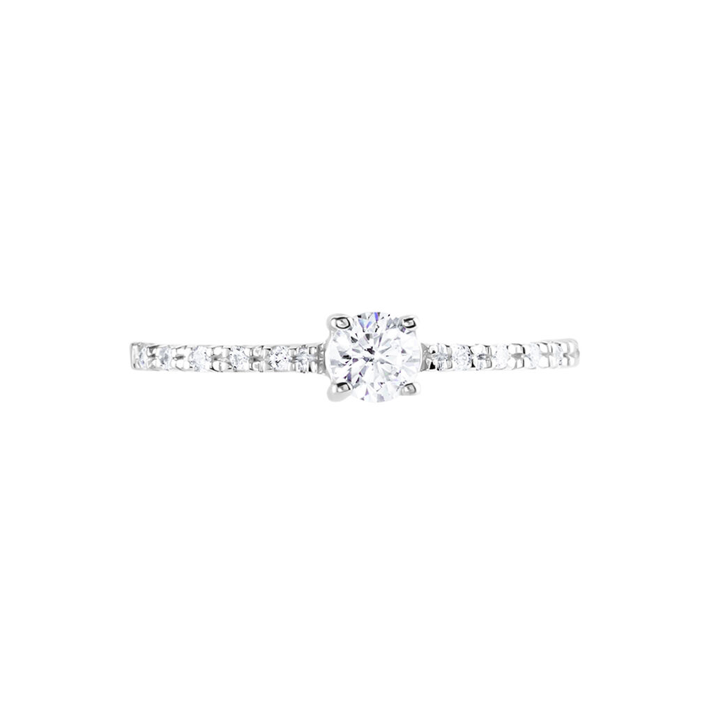 Bague Solitaire Servana Or Blanc Oxyde De Zirconium