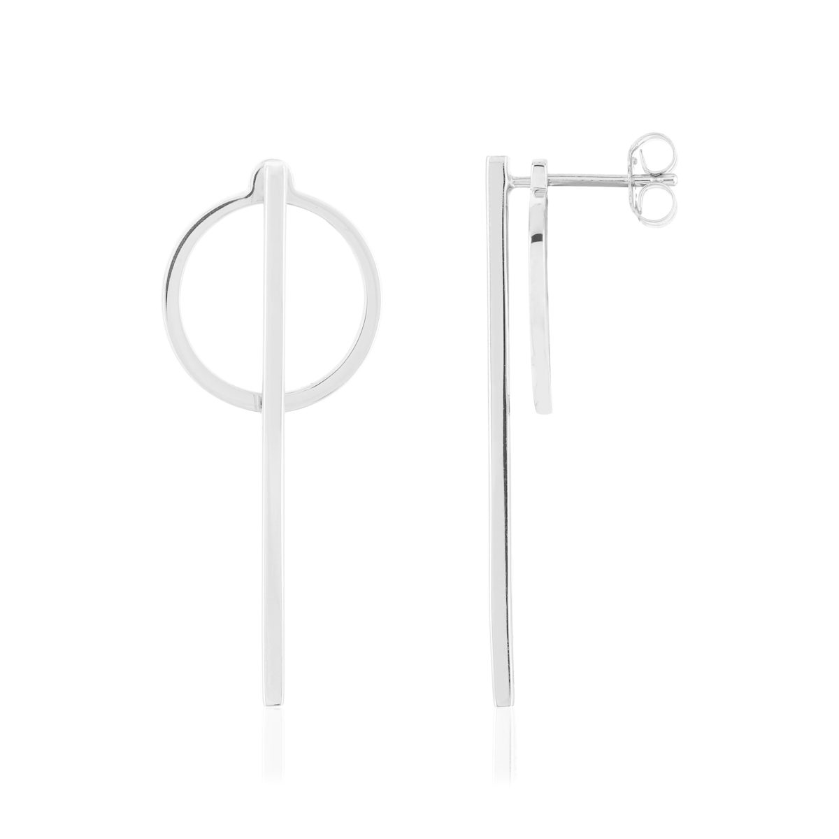 Boucles d'oreilles argent 925 motif barre et cercle