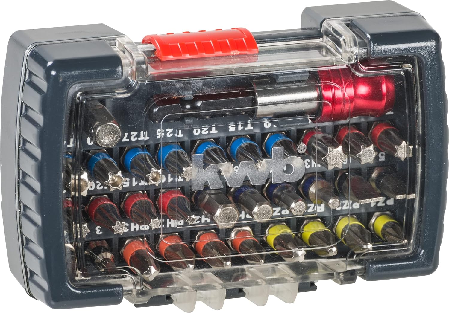kwb Power Universelle Bit-Box-Set '32-tlg inkl. Bits, Schnellwechsel-Bithalter mit Magnet in stabiler Kunststoff-Box