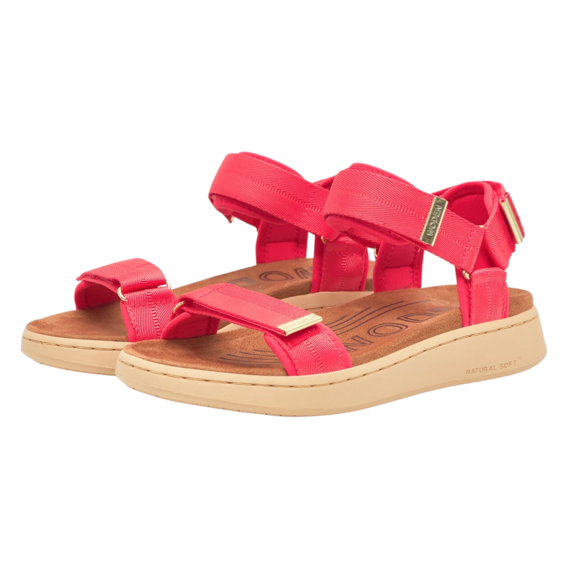 Line flade sandaler, kvinder, flame rød