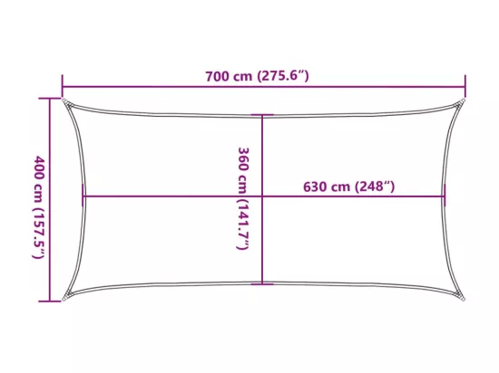 Voile d'ombrage 160 g/m² Rouge 4x7 m PEHD