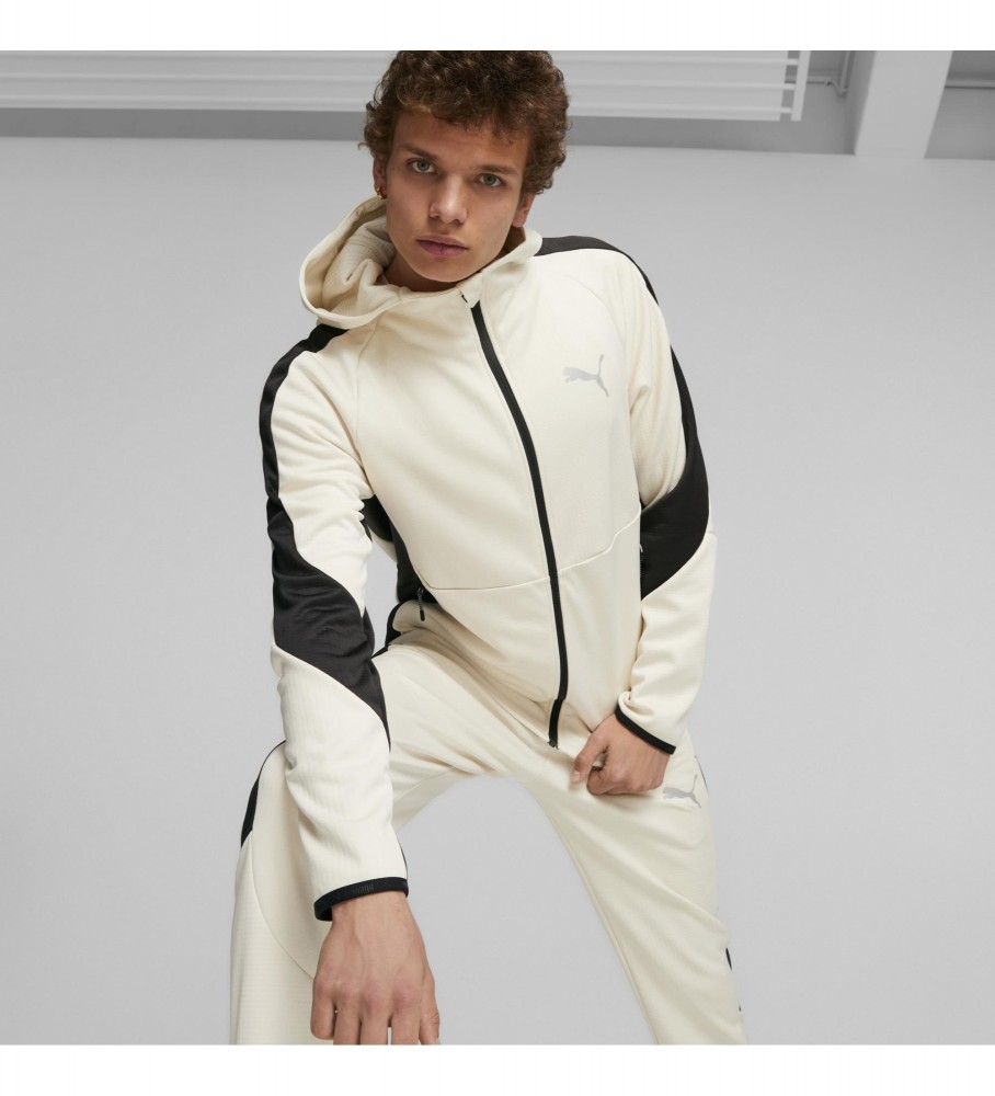 Jaqueta Puma Evostripe Warm com zíper frontal, branca