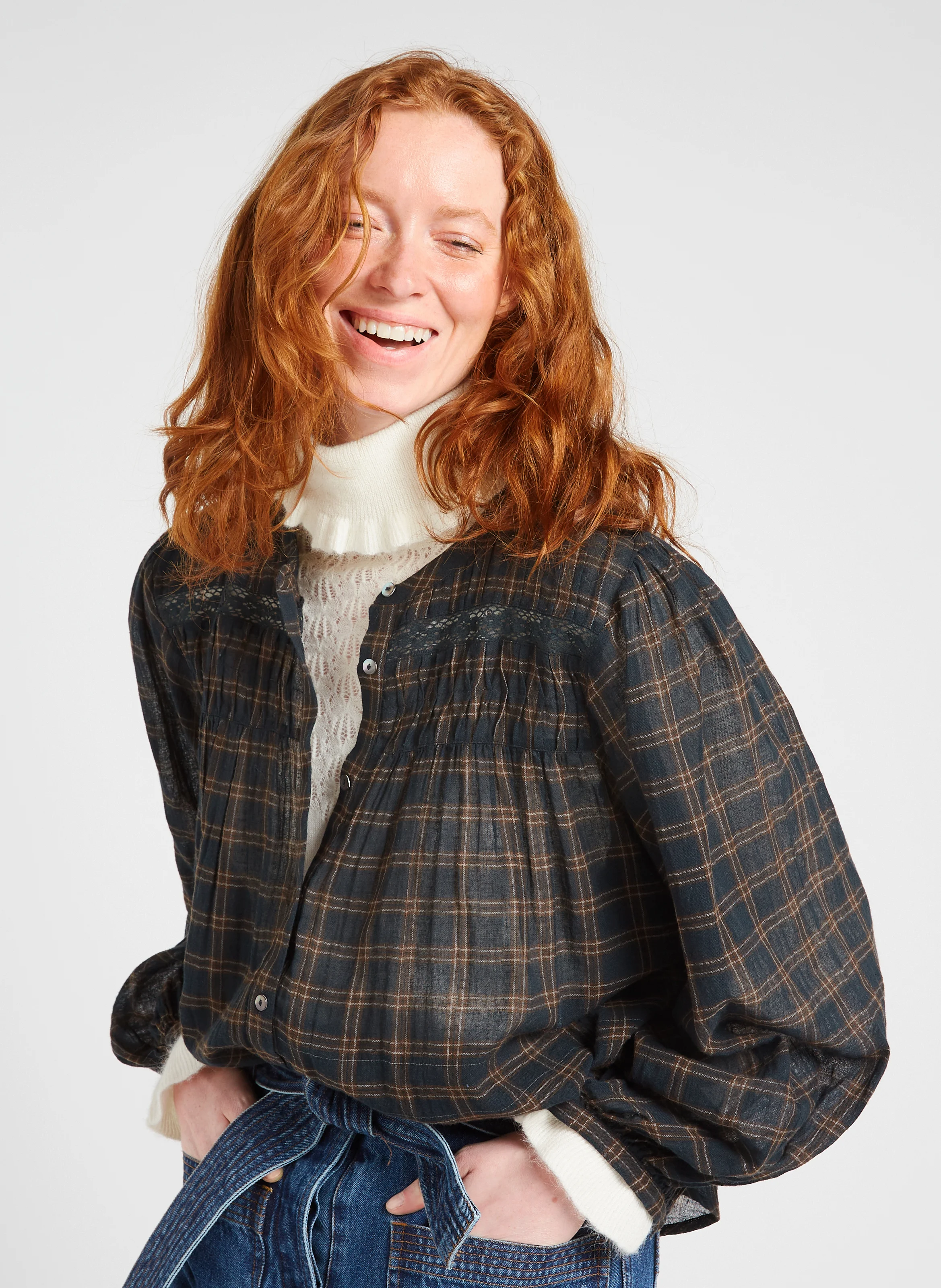 JALLY - Blouse ample imprimée en coton | Gris
