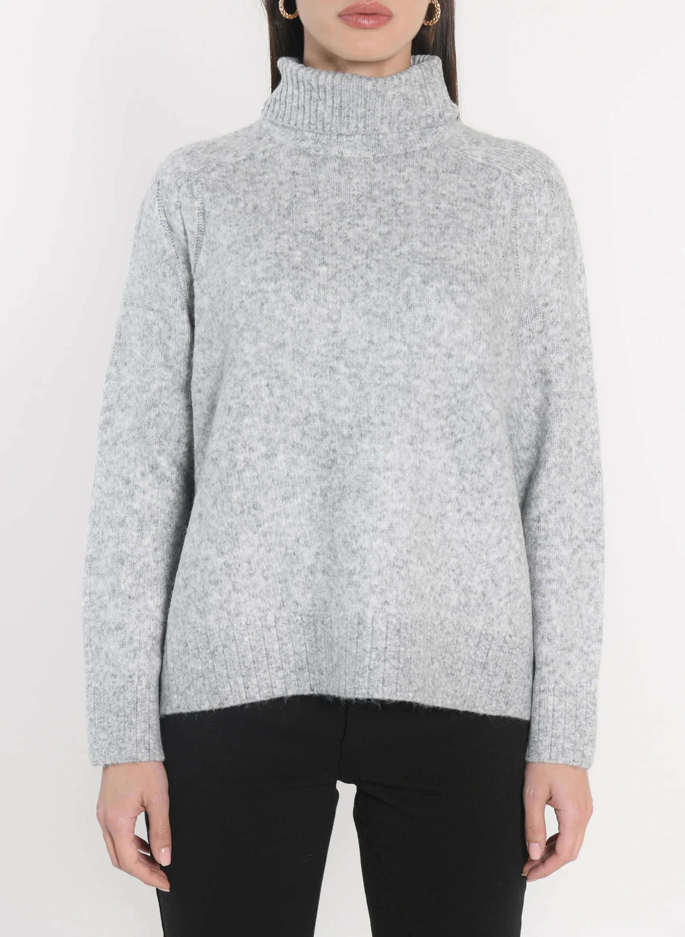 JOANA - Pull ample col roulé| Gris