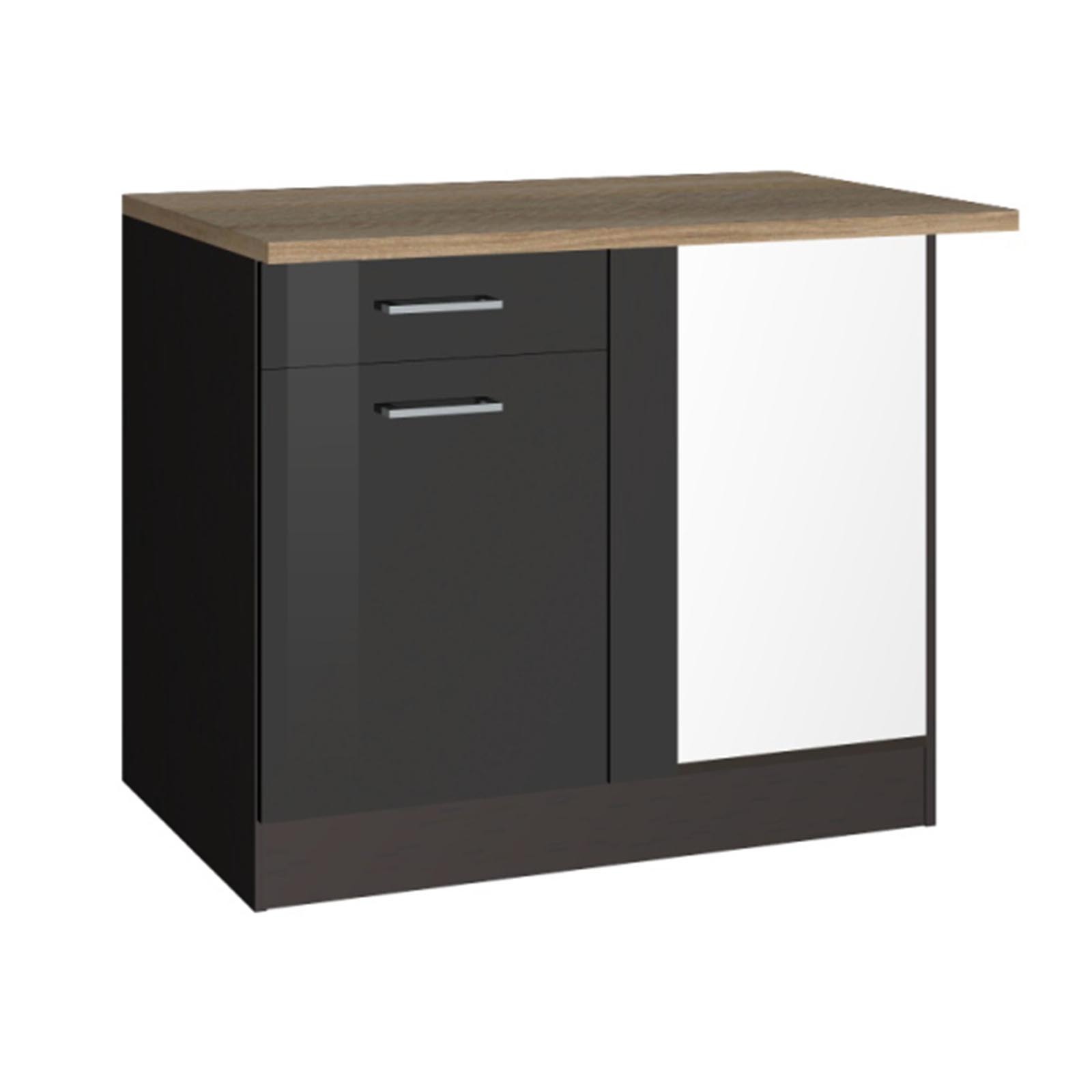 Eck-Unterschrank ROM - grau Hochglanz - 110 cm