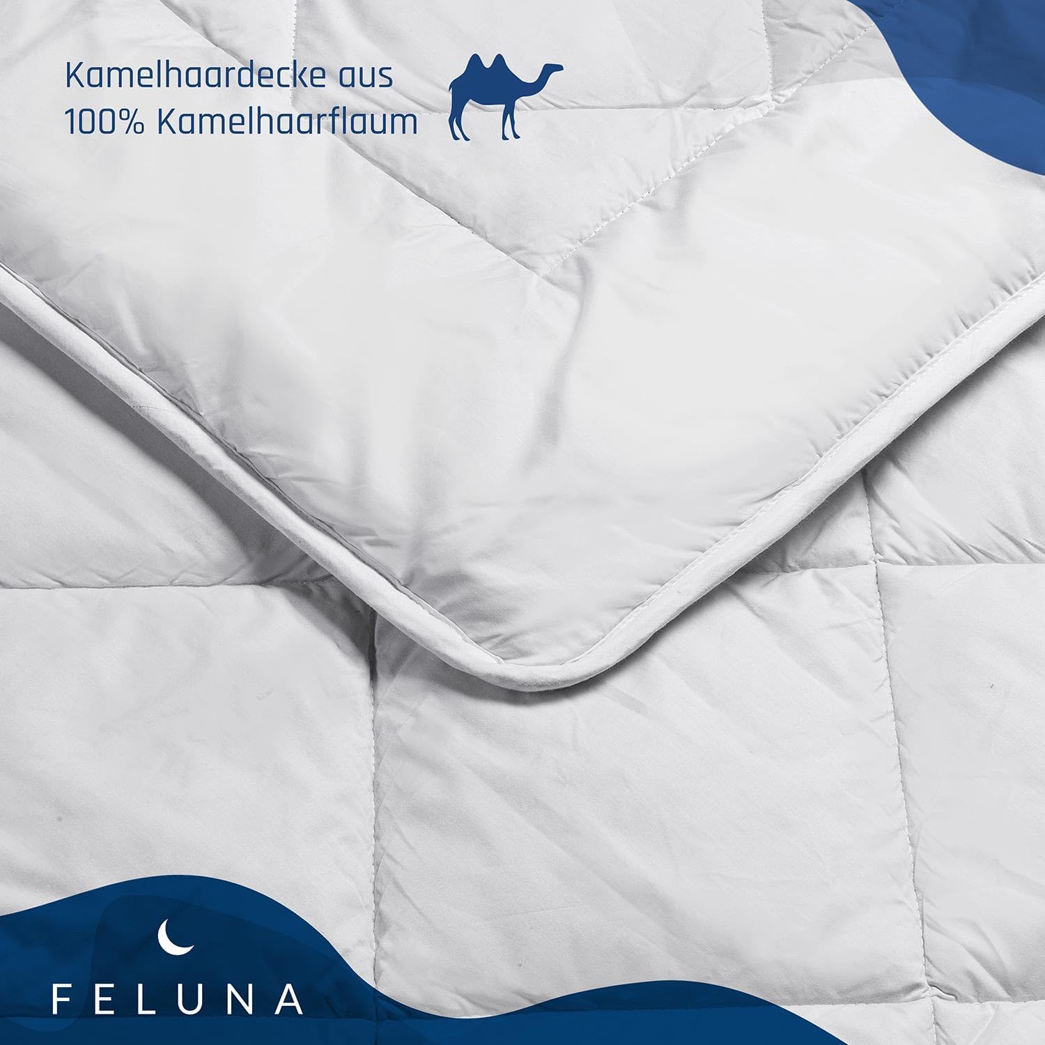 Feluna® Winter-Decke Kamelhaar-Steppdecke aus 100% Kamelhaarflaum Winter-Bettdecke (Winterdecke, 155x220cm)