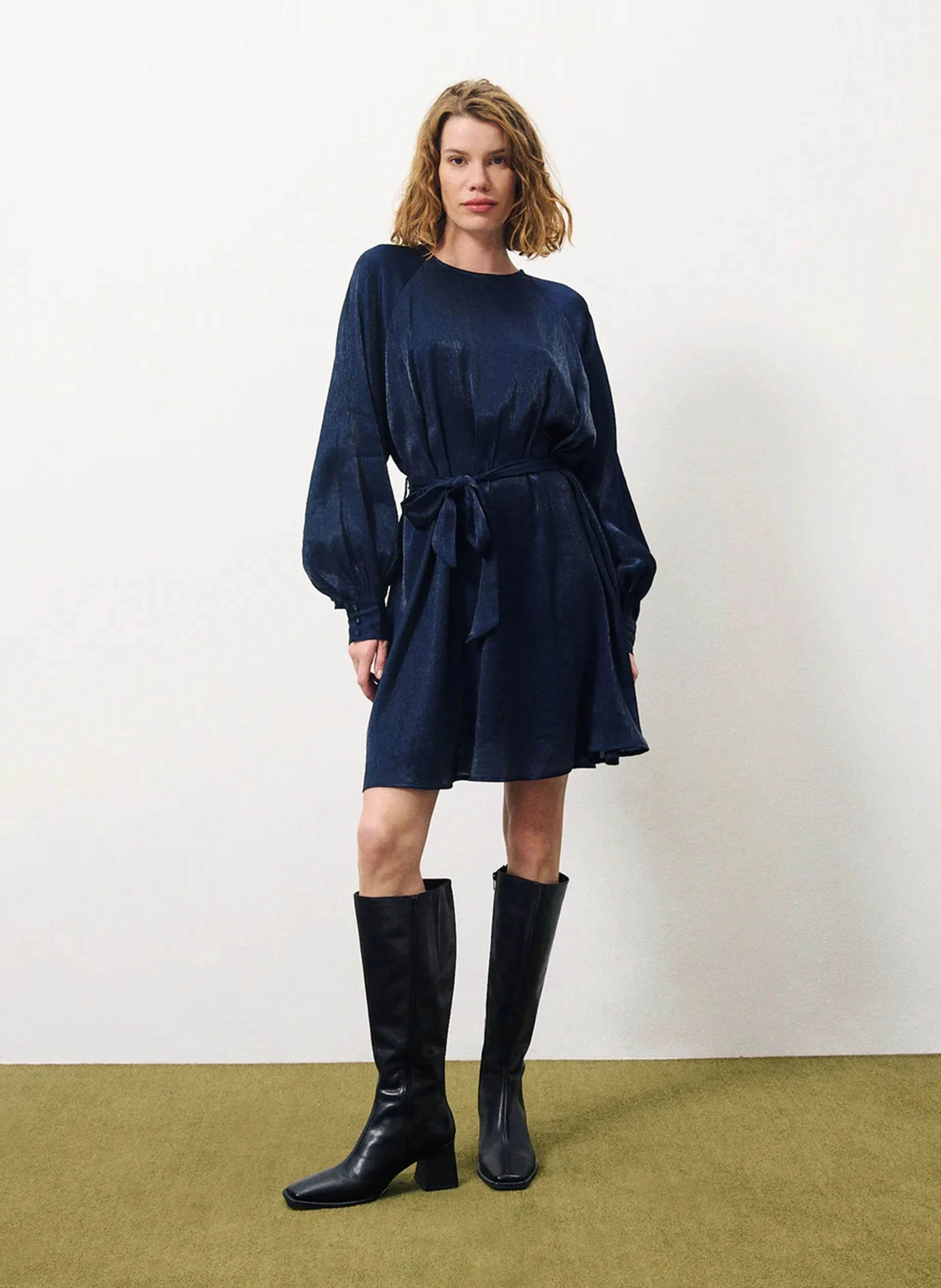 PARIME - Robe courte col rond| Bleu