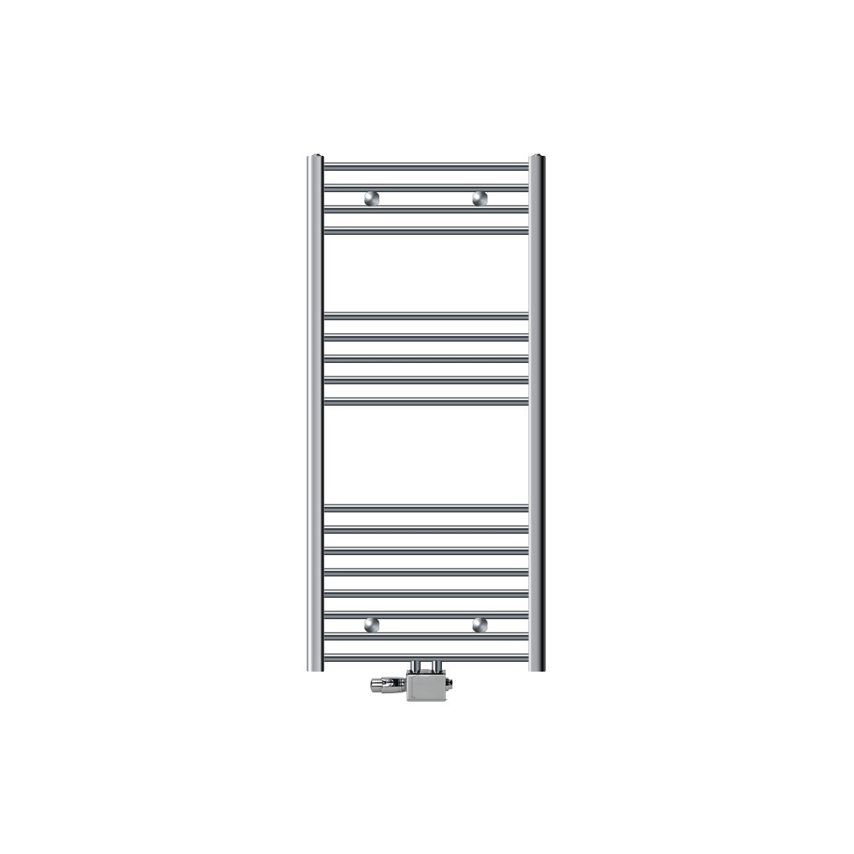 LuxeBath Sahara badkamerradiator, 600x1200 mm, chroom, gebogen met middenaansluiting, inclusief aansluitset met thermostaat, universeel hoek- en doorloopmodel, badkamerradiator, handdoekwarmer, handdoekdroger