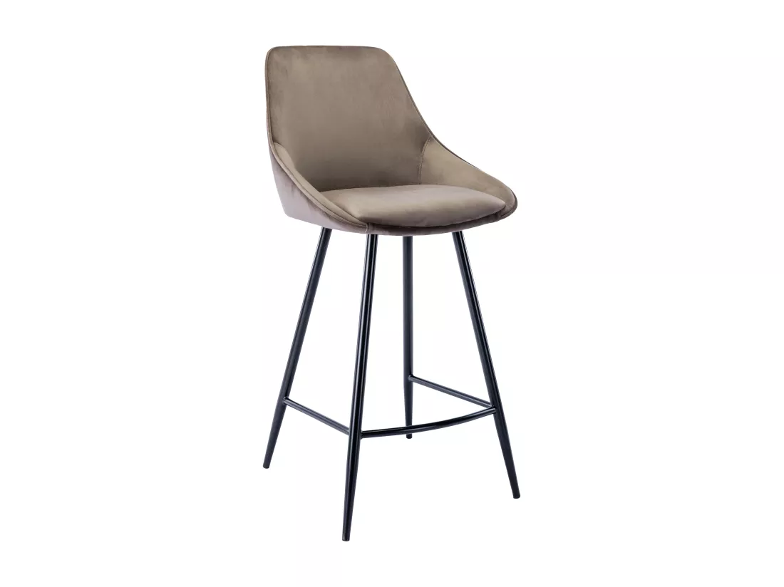 Lot de 2 tabourets de bar - Velours - Taupe - MASURIE