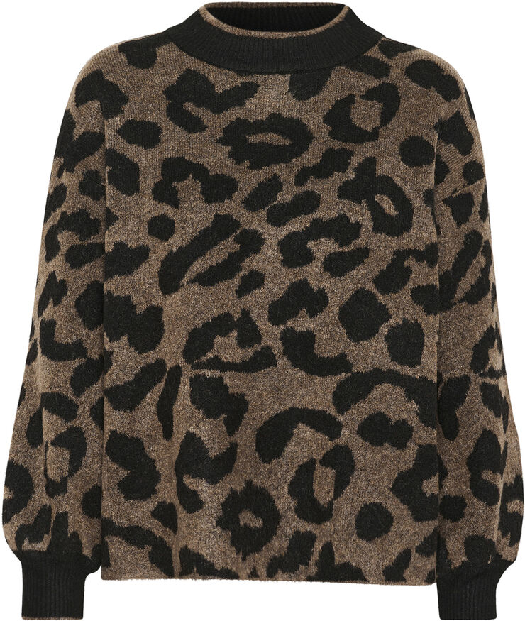 Kaffe KAwilma Knit Pullover Brown/black animal pattern