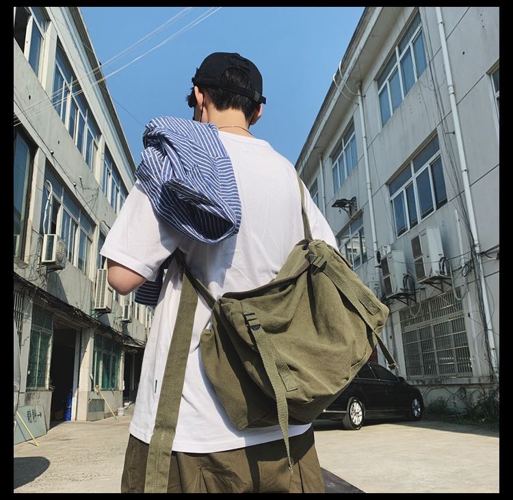 Mulgam - Effen canvas crossbodytas met rits