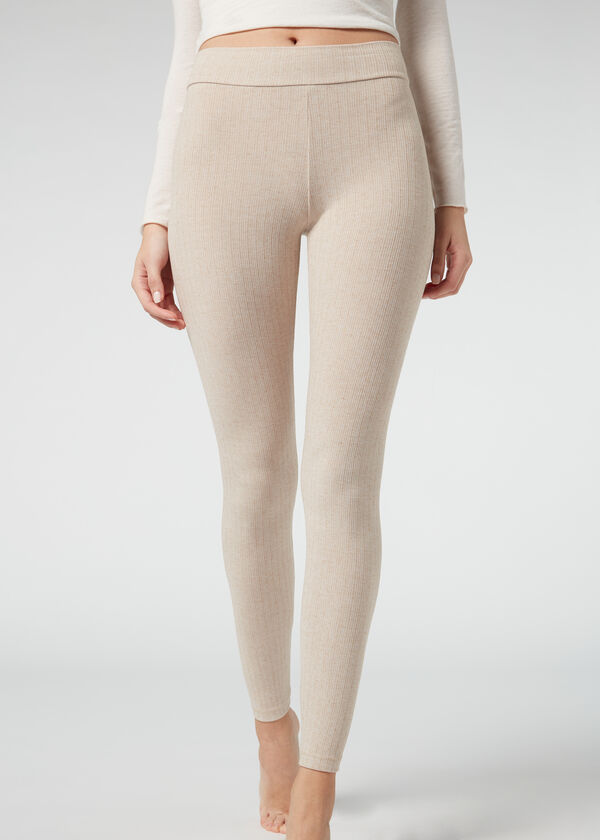 Leggings caneladas com cashmere