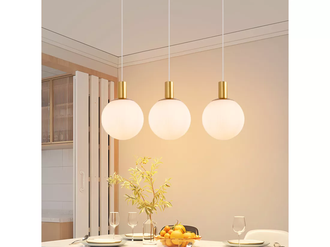 NETTLIFE Suspension E27 or Lampe à suspendre 3 feux Réglable en hauteur Lampe à suspendre Moderne