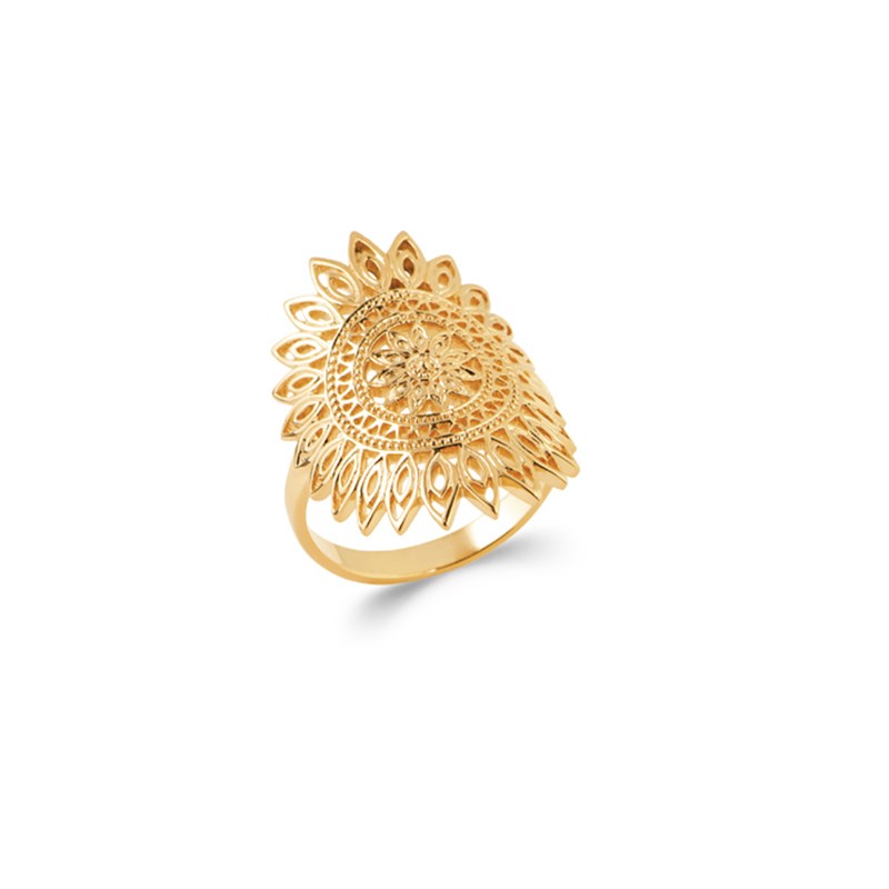 Bague plaqué or jaune d'inspiration ethnique COLUMBIA - Bijoux Privés Discovery