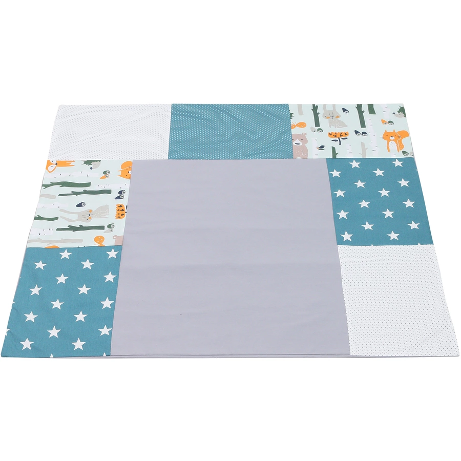Ullenboom Patchwork Wickelauflagen-Bezug Waldtiere Petrol 75x85 cm